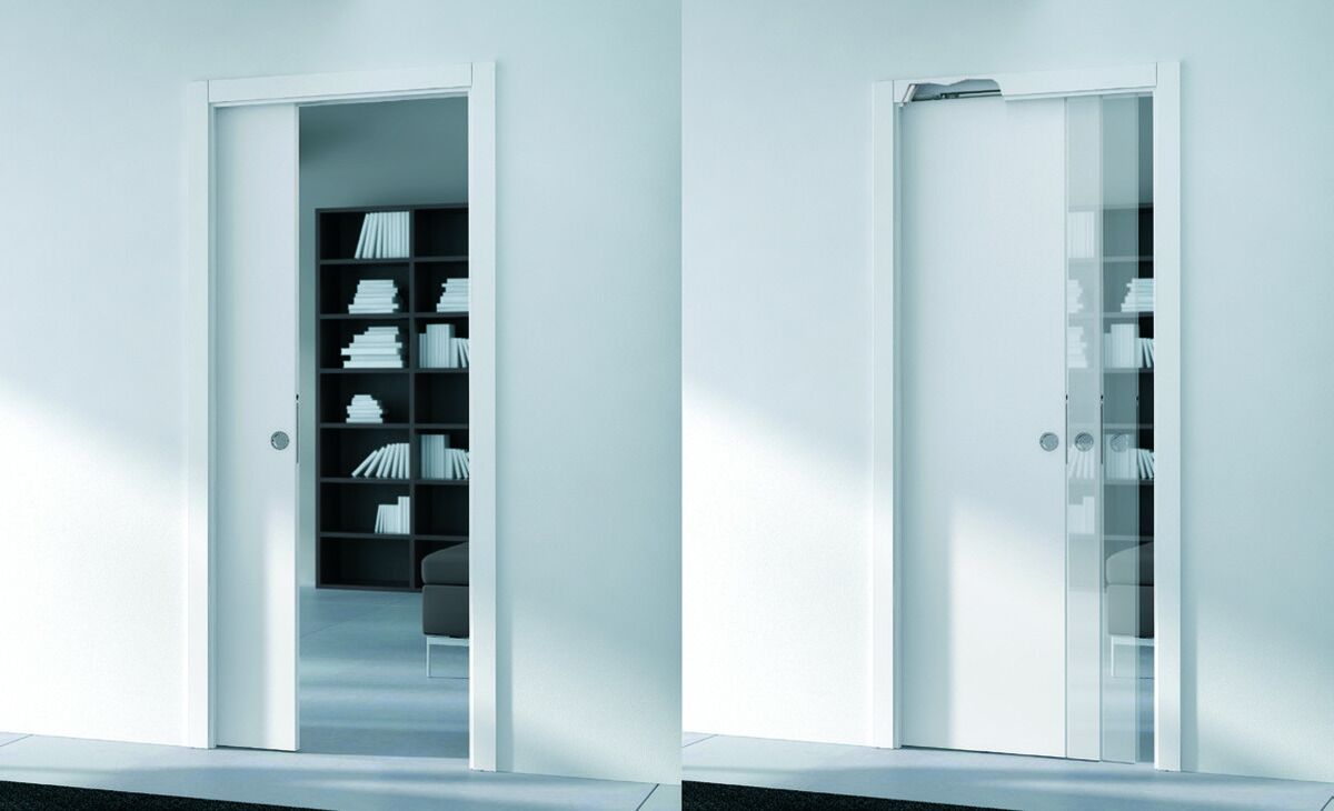 Häfele ECLISSE Duvar İçi Kayar Kapı Donanımı Tek Gri Mat Ray içine montaj 405.11.025