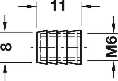 Häfele Yapıştırmalı kovan M8 iç dişli plastik (poliamid) 8 mm 12 mm 039.33.186
