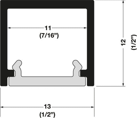 Alttan montaj için profil, 8 mm şerit LED aydınlatmalar
