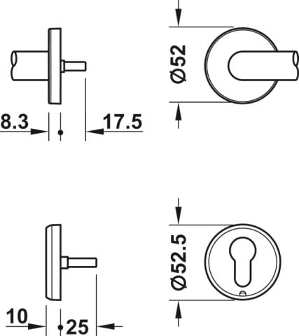 Kapı terminal seti, Hafele Dialock DT 710c, çevirmeli