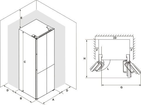 Häfele MAXIMA Buzdolabı 90 cm Solo 4 Kapılı 905 mm 1,900 mm Siyah Inox 220–240 V 164 W 534.14.160