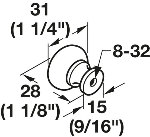 Hafele Düğme kulp, Zamak, parlak krom - 134.45.200