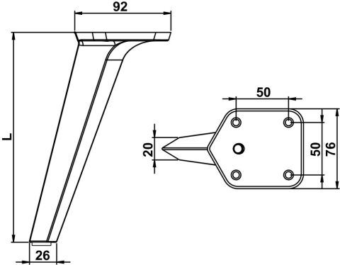 Häfele SHARP Mobilya Ayağı Plastik - 160 mm Krom Renkli Parlak 634.98.130