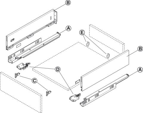 Hafele Çerçeve, Matrix Box Slim A, çekmece yan