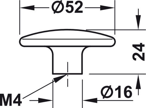 Häfele Düğme kulp Plastik yuvarlak - 52 mm 24 mm Mavi 138.01.860