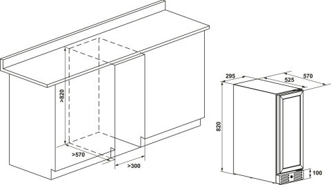 Häfele ORION Şarap Soğutucu 30cm Ankastre/Solo Tek 295 mm 820 mm Siyah 240 V 70 W 539.15.170