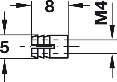 Häfele Açılan kovan M4 iç dişli pirinç - 5 mm 8 mm Boş 051.45.004