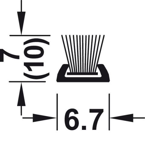 Häfele Kayar Kapak Tozluk Fırçası Yapışkanlı 2,500 mm 6,7 mm Gri 406.41.731