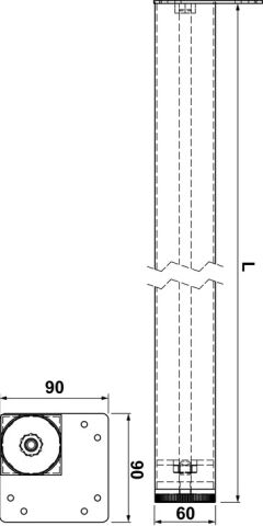Häfele PANDOR Sehpa Ayağı Çelik - 60,00 mm 410-440 mm Mat Siyah 635.03.437