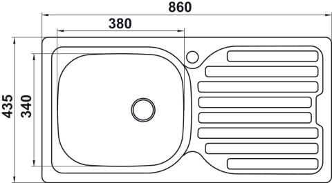 Häfele CAPUA 03 Eviye Paslanmaz Çelik - 860x435 mm CAPUA03 Dekorlu Tezgah üstü 570.90.492