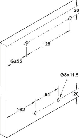 Häfele Slido F-Line32 80A/F-Line32 Kayar kapak donanımı 20–80 kg Kayar mekanizma: Çelik 406.80.026
