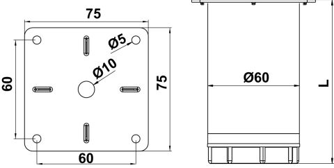 Häfele OTTO 60 Mobilya Ayağı Çelik - 60 mm 410 mm Mat Siyah 635.10.213