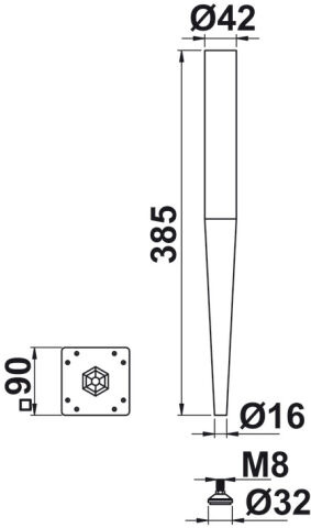 Häfele TOSE Sehpa Ayağı Çelik - 410-430 mm Siyah Mat 635.26.341
