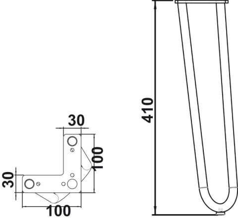 Häfele VITA Sehpa Ayağı Çelik - 410 mm Siyah Mat 635.26.342