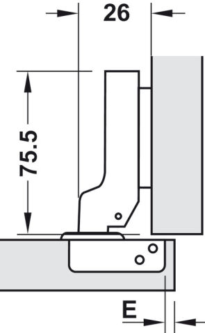 Häfele Gizli menteşeler Metalla SM 100° Paslanmaz çelik 35 mm 315.06.751