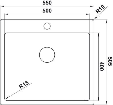 Häfele NOVARA 12 Eviye Paslanmaz Çelik - 550x505 mm NOVARA 09 Fırçalanmış 570.90.670