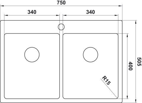 Häfele NOVARA 13 Eviye Paslanmaz Çelik - 750x505 mm Fırçalanmış 570.90.680
