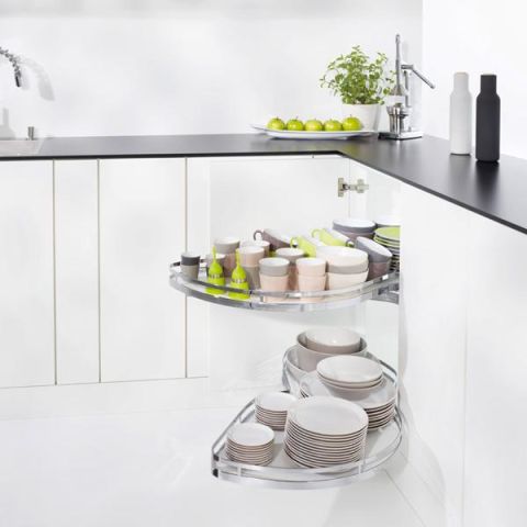 Hafele LeMans II Köşe Kiler Sistemi Seti Krom Sol 45/60-75cm