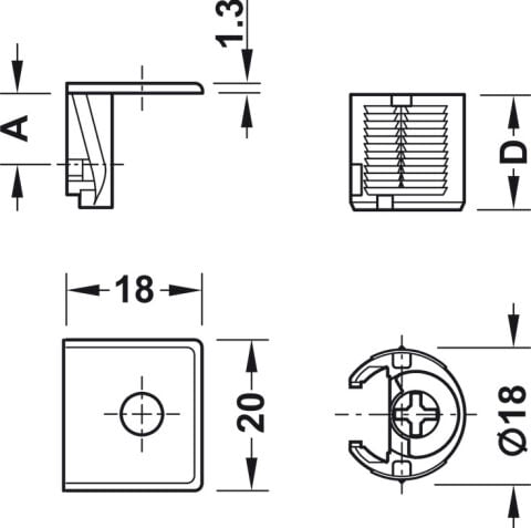Hafele Dolap bağlantı elemanı, Tab 18, gergi ile
