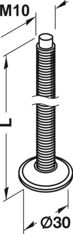 Häfele Ayarlama vidası M10 diş döner uzunluk 60–120 mm 60 mm Allen 300 kg 637.03.009