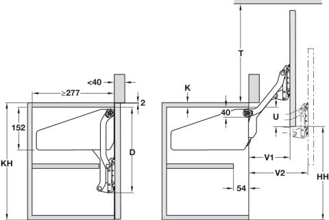 Hafele Paralel kalkar kapak makası, Free Up - 372.33.610
