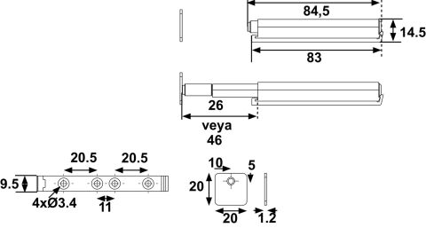 Häfele MAGNET S Bas-aç Mekanizması Mıknatıslı bas-aç Mat Beyaz 316.04.000
