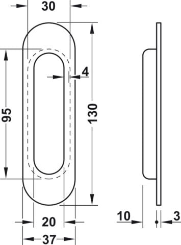 Häfele Deco Ek parça kol paslanmaz çelik - Mat fırçalanmış 155.01.505