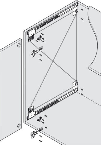 Häfele Slido F-Park71 16A Ahşap pivot kayar kapaklar set 664 mm ≤16 kg Kılavuz: Siyah 408.25.365
