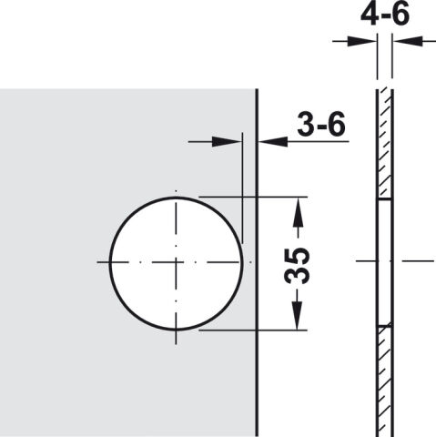 Häfele Metallamat A/SM 92° Gizli menteşe yarım binili 35 mm Cup: Siyah Hinge arm: nikel 316.33.301