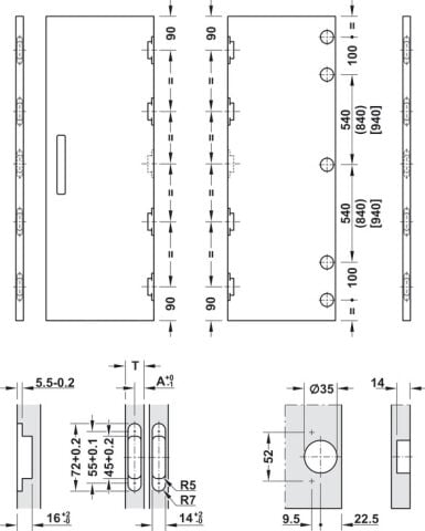 Ahşap pivot kayar kapaklar, Hafele Slido F-Park72 60B, set