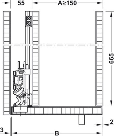 Häfele Slido F-Park72 50A Kayar kapak donanımı set ≤50 kg 408.45.026
