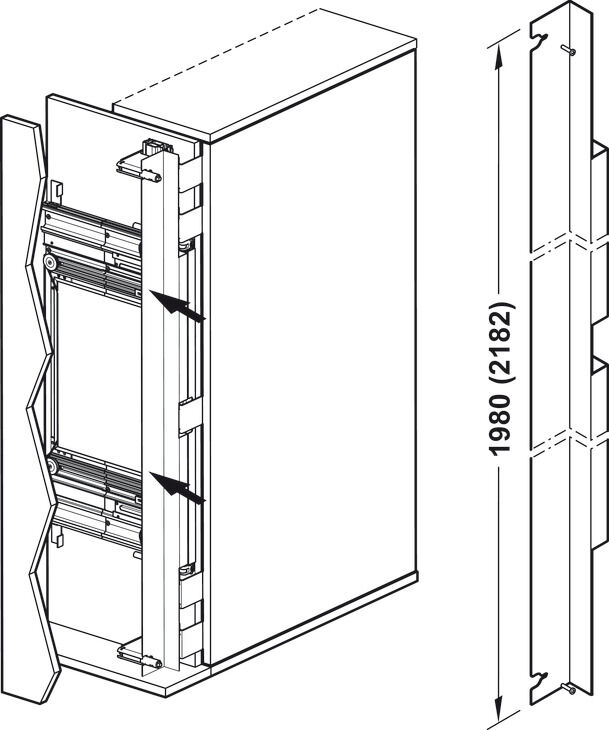 Häfele kapı profili Vidalanarak montaj için - 1,980 mm Alüminyum 408.45.106