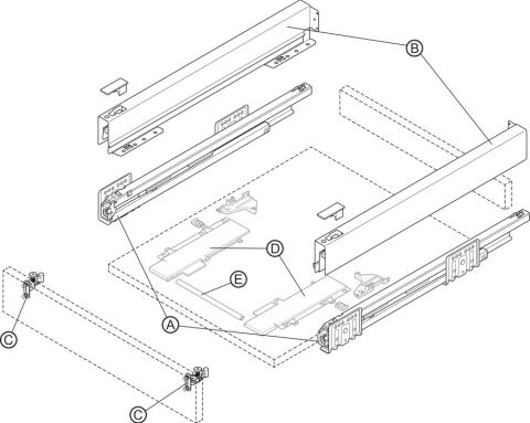 Hafele Matrix Box P Plus 40, çekmece yan yüksekliği 60 mm