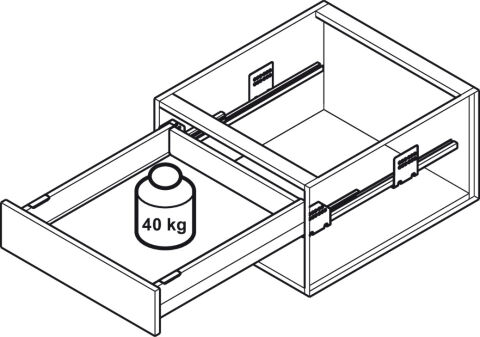 Hafele Matrix Box P Plus 40, çekmece yan yüksekliği 60 mm