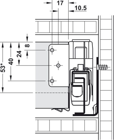 Hafele Matrix Box P Plus 40, çekmece yan yüksekliği 60 mm