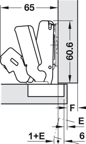 Häfele Metalla 510 Push A/SM 165° Gizli menteşe yarı 35 mm Nikel kaplama 329.07.902