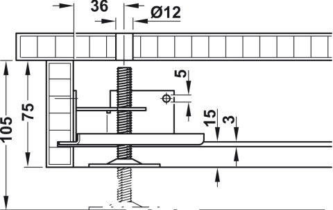 Häfele Baza ayarlayıcı destek braketi ile vidalanarak 130 kg 637.30.941