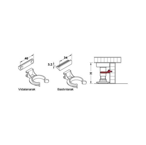 Hafele AXILO 78 Baza klips,vida ile montaj,bey.