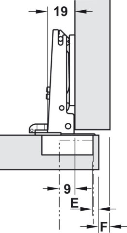 Häfele Metalla 510 SM 110° Gizli menteşe tam bini 35 mm Hinge arm: nikel kaplama 329.08.505