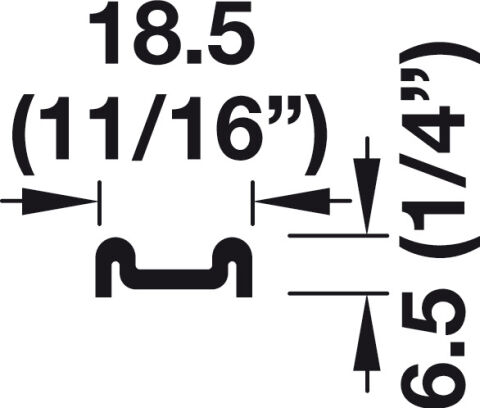 Häfele Çift taşıyıcı ray alttan vidali bağlantı 18,5x7 mm 5,000 mm 415.11.950