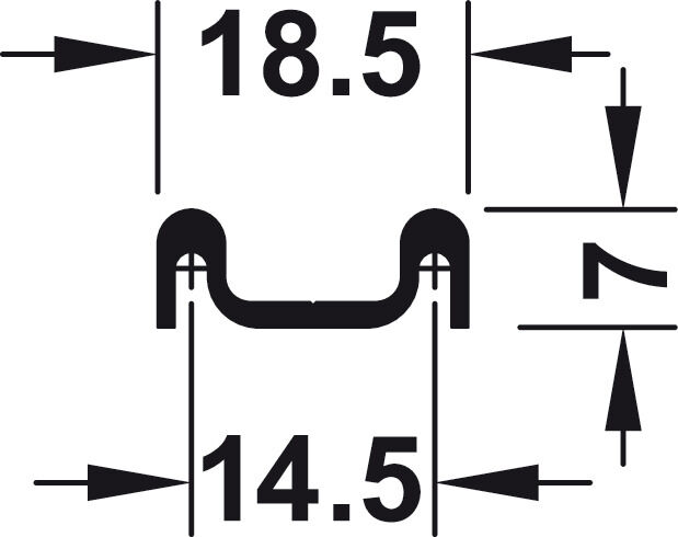 Häfele Çift taşıyıcı ray alttan vidali bağlantı 18,5x7 mm 5,000 mm 415.11.950