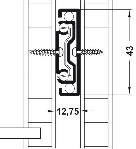 Häfele BALL43 Bilyalı Ray Ray Yüksekliği: 43 mm Tam 250 mm Mekanizma çalışma şekli 420.50.810