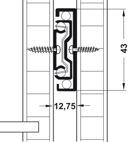 Häfele BALL43 Bilyalı Ray Ray Yüksekliği: 43 mm Tam 400 mm Mekanizma çalışma şekli 420.50.813