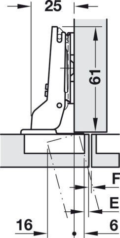 Häfele Metalla 510 A/SM 110° Gizli menteşe yarım binili 35 mm Nikel kaplama 329.15.703