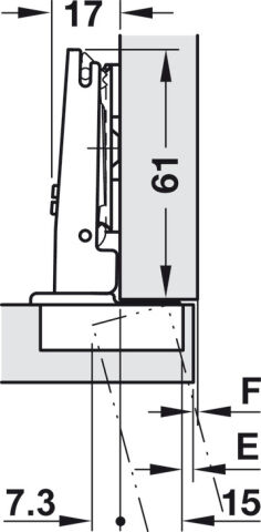 Häfele Metalla 510 A/SM 110° Gizli menteşe tam bini Nikel kaplama 329.17.600