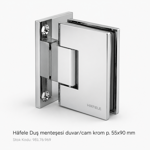 Häfele Duş menteşesi duvar/cam krom p. 55x90mm 981.76.969