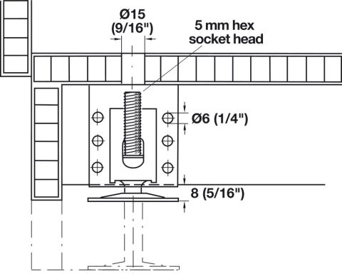 Häfele Baza ayarlayıcı destek braketi ile vidalanarak 200 kg 637.67.900