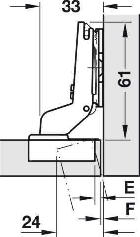 Häfele Metalla 510 Push A/SM 110° Gizli menteşe gömme C2RPP99 35 mm Nikel kaplama 329.17.813