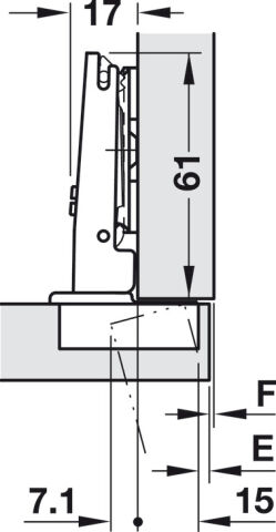 Häfele Metalla 510 Push A/SM 110° Gizli menteşe tam 35 mm 329.17.900