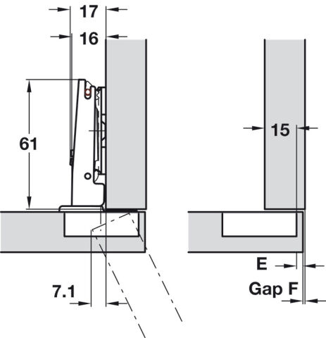 Häfele Metalla 510 Push A/SM 110° Gizli menteşe tam 35 mm 329.17.900